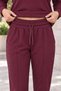 Women's Half Zipper Long Sleeve Sweatshirt and Elastic Waist Lace-Up Pocket Pants Two-Piece Set Stylish Casual Bottom Top Set Burgundy - 4