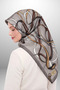 Ls2209 Patterned Cotton Silk Scarf 90X90 cm 05-Grey-Ash Brown-White