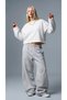 Women's 100% Cotton Crew Neck Oversize Fit Long Sleeve Ecru T-Shirt - 6