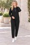 Women's Half Zipper Long Sleeve Sweatshirt and Elastic Waist Lace-Up Pocket Pants Two Piece Set Stylish Casual Bottom Top Set Black - 6