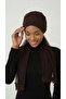 Pearl-Embellished Tulle Tied with Lace and Pearl Embroidery, Brown Ready-Made Outer Layer Hijab Evening Dress. - 3