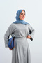 Women's Crew Neck Asymmetrical Cut Suit Gray - 3