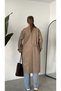 Women's Mink Belted Double-Breasted Trench Coat Long Sleeve Double Row Buttoned Lined Belted Trench Coat Jacket - 4