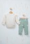 Baby Girl Heart Detailed Corduroy Set, Flounce Top and Bottom Clothing Set - 6