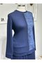 Women's Combed Fabric Stone Detailed Pleated Skirt Blouse Set - 2