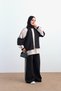 Women's Double Color Stripe Detailed Suit Black - 4