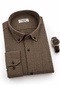 Men's Brown Winter Shirt Wide Cut Single Pocket Collar Buttoned