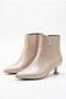 Women's Pointed Toe Short Heeled Goblet Heel Zippered Ankle Boots - Alta - Ecru