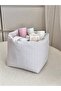 Beige Striped Multi-Purpose Fabric Organizer Basket – Makeup Organizer, Skincare, Bathroom and Room Organization Basket – 16X16 cm - 4