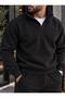Men's Black Top and Bottom Set Zippered Sweatshirt - 2