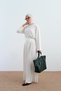 Women's Crew Neck Asymmetrical Cut Suit White - 4