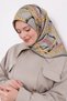 Ls2208 Patterned Cotton Silk Scarf 90X90 cm 03-Stone-Gold-Tile