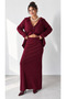 Burgundy Polo Collar Knitwear Set - 2Y4661 - 2