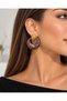 Women's Gold Coffee Color Textured Hoop Earrings Modern Design Stylish Bijouterie Earrings - 6