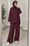 Isiklet Yaka Basic Double Set Plum