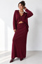 Burgundy Polo Collar Knitwear Set - 2Y4661