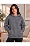Women's Hooded Oversize Sweatshirt - Plain Basic Cotton Sweatshirt with Kangaroo Pocket