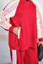 Women's Double Color Stripe Detailed Suit Red - 5