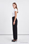 Buttoned Pleated Wide Leg Black Trousers 0286 - 2