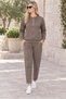 Women's Half Zipper Long Sleeve Sweatshirt and Elastic Waist Lace-Up Pocket Pants Two Piece Set Stylish Casual Bottom Top Set Brown - 6