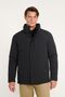 Men's Black Standard Fit Regular Cut Stand Collar Zippered Fleto Pocket Coat - 4