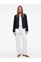 Long Sleeve Buckle Detailed Epaulet Zipper High Collar Crop Jacket