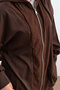 Women's Hooded Suit with Front Zipper and Elastic Waist, Brown - 5