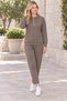 Women's Half Zipper Long Sleeve Sweatshirt and Elastic Waist Lace-Up Pocket Pants Two Piece Set Stylish Casual Bottom Top Set Brown - 5