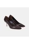 Women's Bitter Brown Pointed Toe Metal Heeled Leather Stiletto