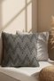 Stone Color Zigzag Embroidered Decorative Throw Pillow Cover - 4