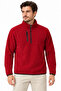 Men's Polar Fleece Stand Collar Half Zipper Regular Fit Winter Sweatshirt with Zippered Chest Pocket - Burgundy - 2