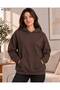 Women's Hooded Oversize Sweatshirt - Plain Basic Cotton Sweatshirt with Kangaroo Pocket