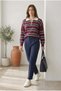 Women's Striped Polo Collar Knit Sweater - 3