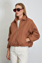 Polo Neck Cashmere Bomber Jacket with Zipper Pockets - 2