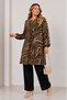 Women's Patterned Plus Size Viscose Cotton Tunic with Elastic Sleeves - 2
