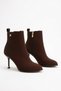 Durel Embroidery Detailed Buckle Women's Classic Thin Heeled Boots Brown - 2