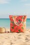 Floral Patterned Coral Beach Bag - 2