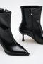 Women's Black Pointed Toe Thin Heel Boots - 7