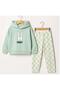 Children's Hooded Rabbit Patterned 3-Yarn Hooded Tracksuit Set (5-8 Years) 10761-Y - 2