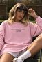 Women's Oversize Sweatshirt Dress Perfect Man Printed Pink – Crew Neck, 3 Thread Raster Fleece - 3