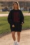 Women's Oversize Sweatshirt Dress More Love Printed Black – Crew Neck, 3 Thread Raster Fleece - 2