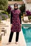 Body Covered Parachute Fabric Patterned Fully Covered Hijab Swimsuit 1520 Claret Red-Black - 4