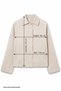 Light Beige Short Jacket with Hidden Placket Lining - 5