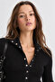 Turtleneck Women's Knitwear Sweater with Snap Button Detail |   Mkw5311605-1 - 3