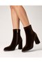Kemal Aygün-Guja Velvet Square Toe Block Heeled Women's Boots – Gold Detailed |   8.5 cm - 2