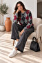 Women's Diamond Patterned Crew Neck Knitwear Sweater