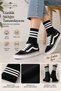 Unisex Striped Cotton White Tennis Socks Set of 4 Economical Package Black 16005 - 2