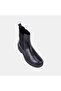 Women's Black Elastic Thick Soled Leather Chelsea Boots - 7