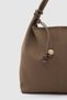 Isola Button Detailed Suede Shoulder Bag Mink - 3