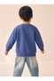 Boy's Front Printed Hooded Sweatshirt Navy Blue - 2